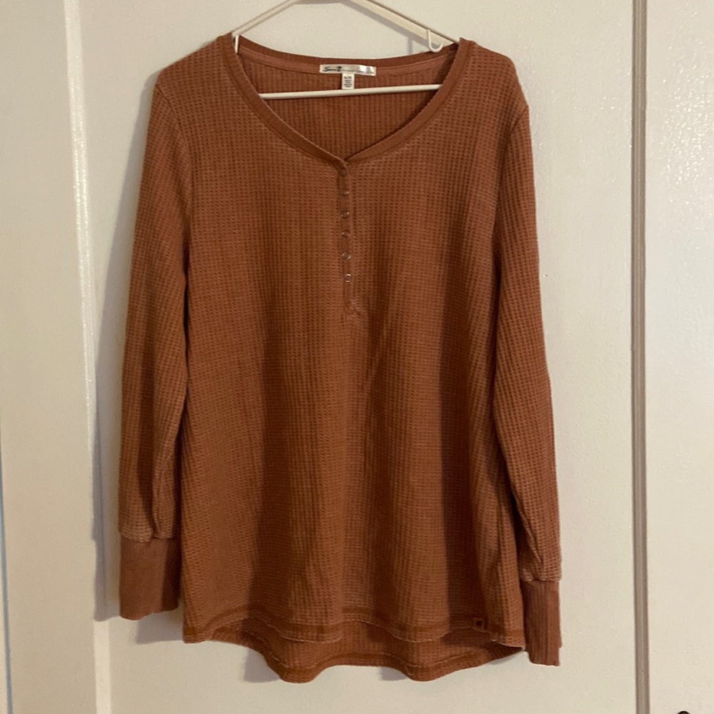 Waffle knit top /shrimp color